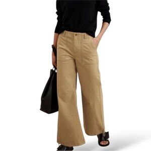 Banana Republic Wide Leg Chino Pants Khaki High Rise Size 8